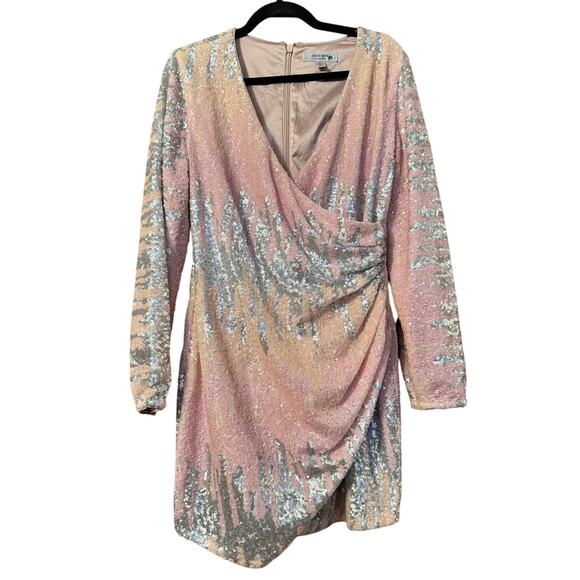 ASOS Ever New sequin drape mini dress in pastel ombre - Picture 2 of 10